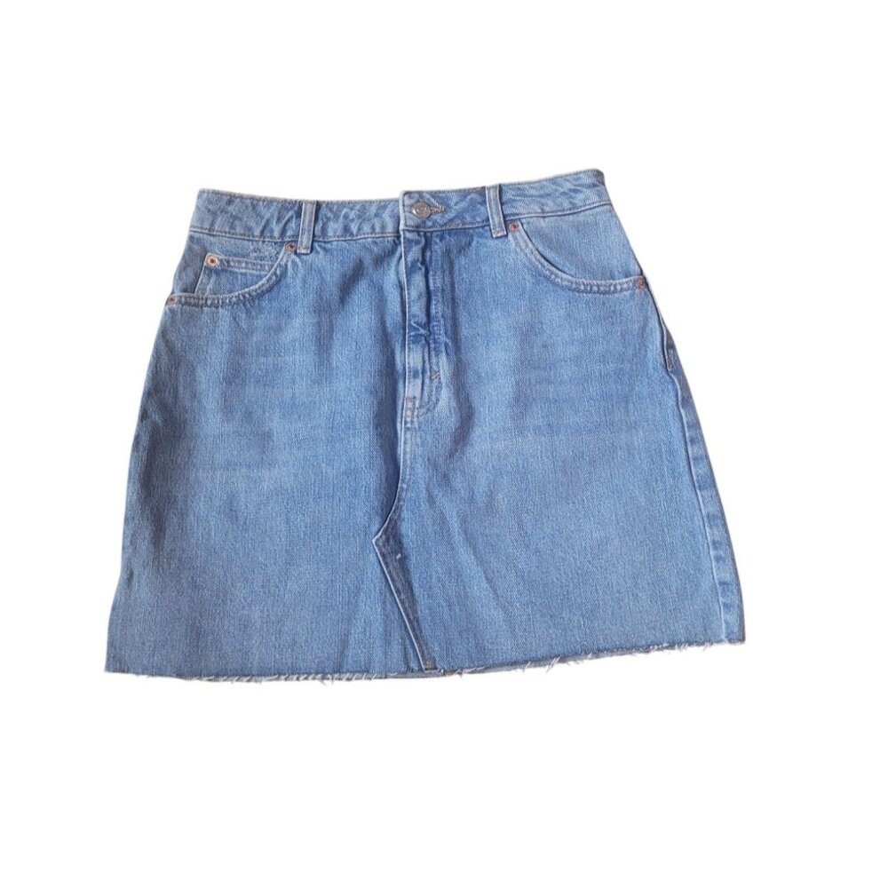 NWT Top Shop Blue Mini Denim Skirt Size 12 Western Mid Rise Y2K Cowgirl